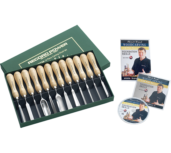 RPCV12A 12 Piece Carving Chisel Set, Educational Booklet & DVD