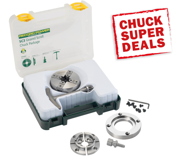 61062 SC3 Geared Scroll Chuck Package with 3