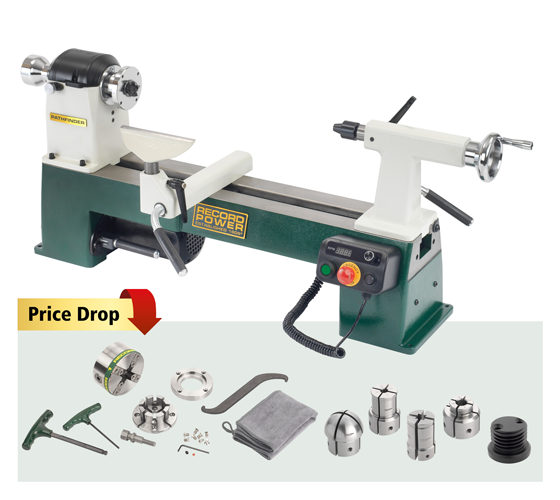 14001 Pathfinder Cast Iron Electronic Variable Speed Lathe - UK Plug
